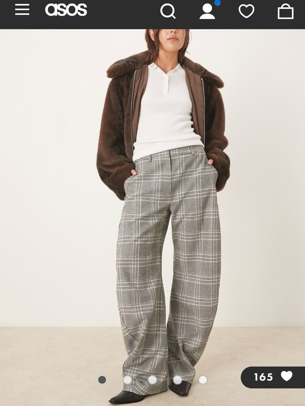 ASOS Gray Plaid Wide Leg Trousers